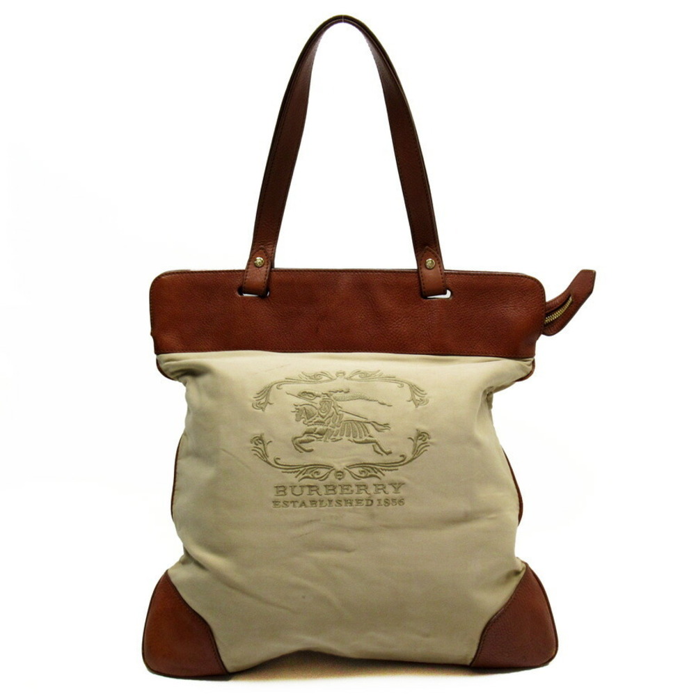 Burberry handbag Beige Tan brown canvas leather classic favorite